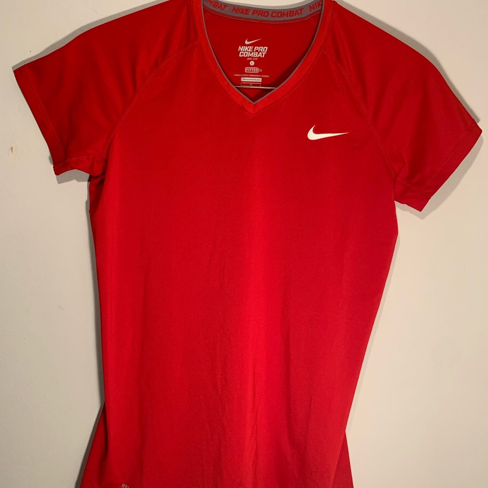 Nike Red V-Neck Dri-Fit Shirt